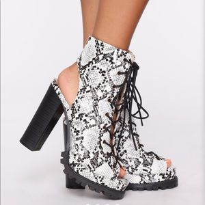 Snake print booties